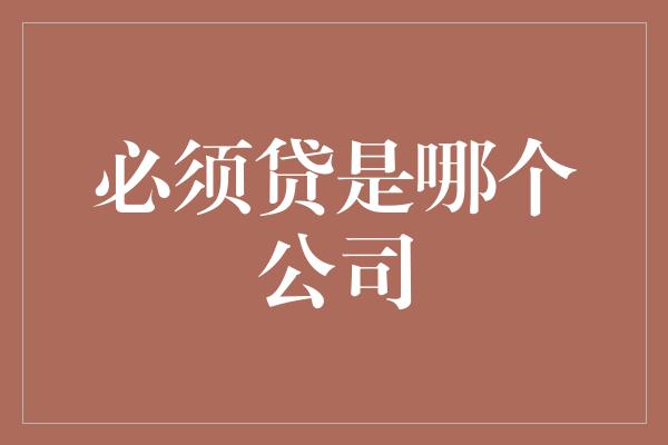 必须贷是哪个公司