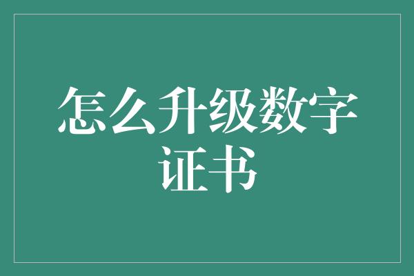 怎么升级数字证书