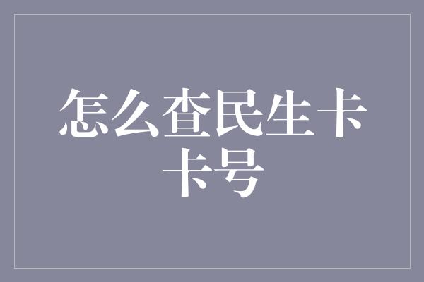 怎么查民生卡卡号