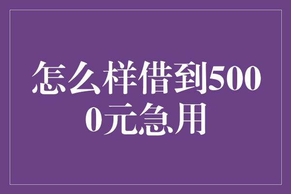 怎么样借到5000元急用