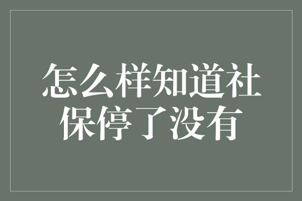 怎么样知道社保停了没有