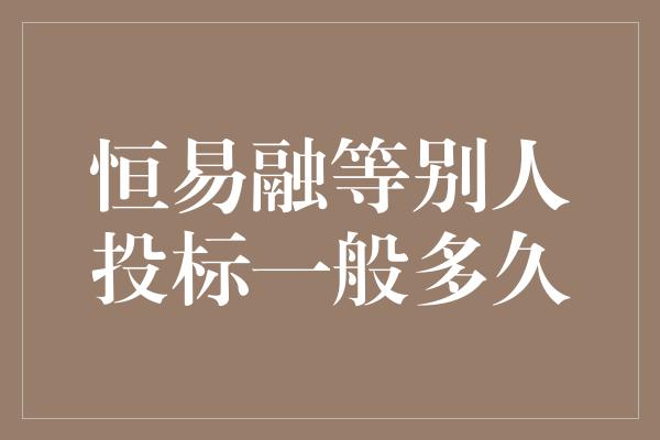 恒易融等别人投标一般多久