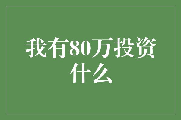 我有80万投资什么