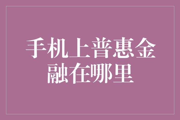 手机上普惠金融在哪里