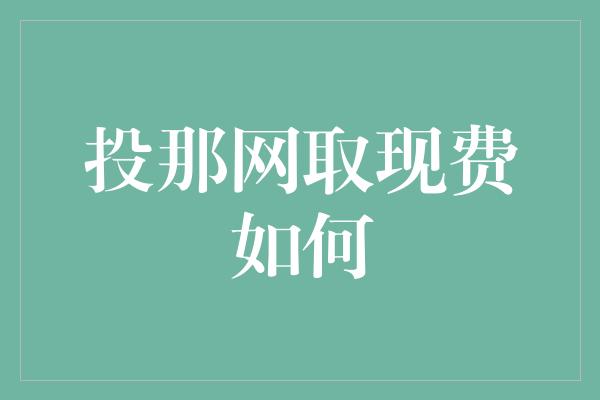 投那网取现费如何