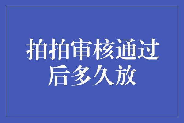 拍拍审核通过后多久放