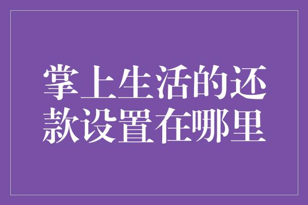 掌上生活的还款设置在哪里