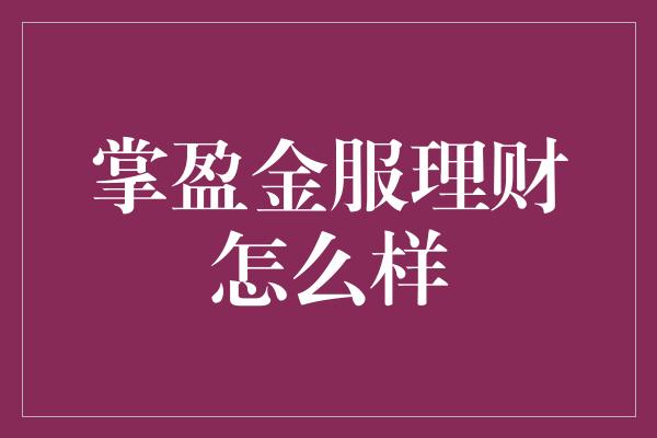 掌盈金服理财怎么样