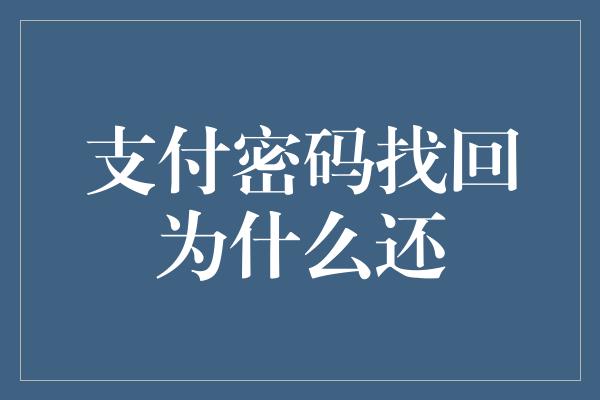 支付密码找回为什么还