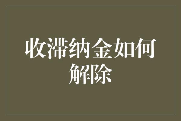 收滞纳金如何解除