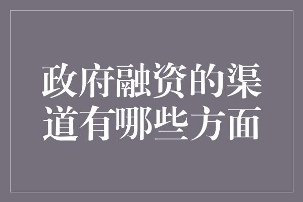 政府融资的渠道有哪些方面