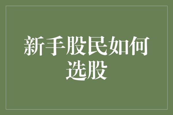 新手股民如何选股