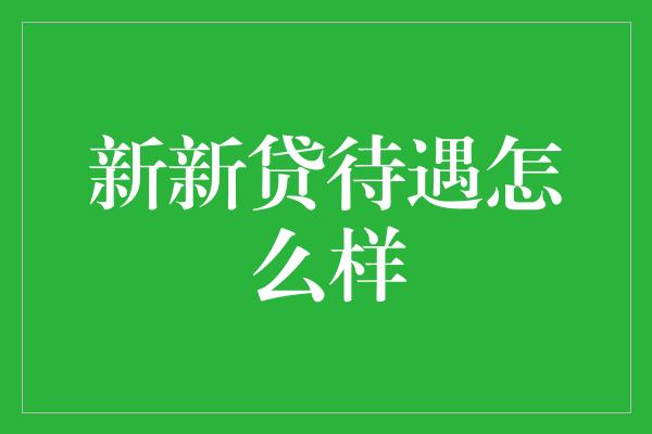 新新贷待遇怎么样