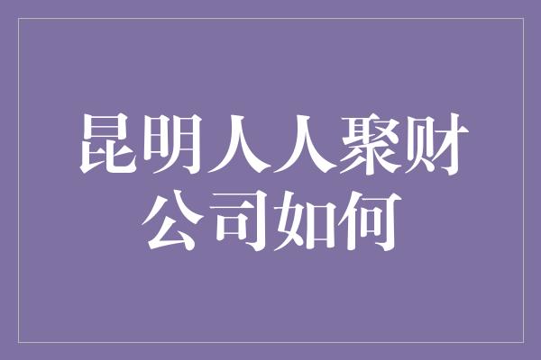 昆明人人聚财公司如何