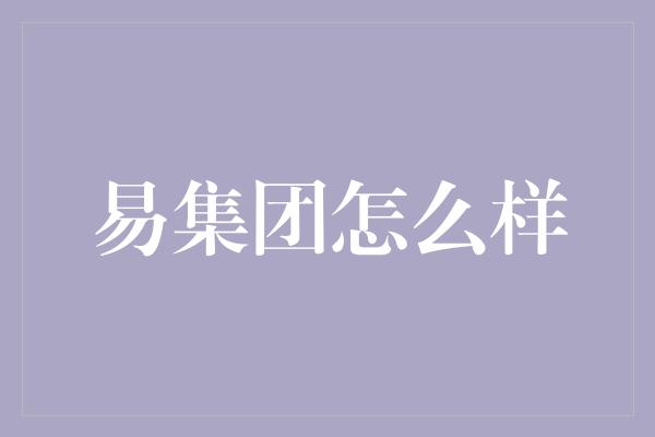 易集团怎么样