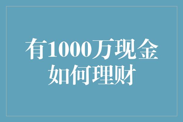 有1000万现金如何理财