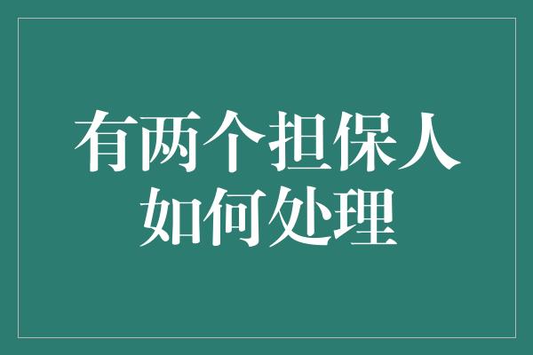 有两个担保人如何处理