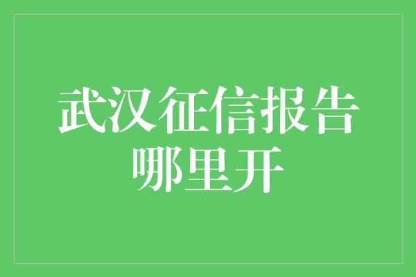 武汉征信报告哪里开