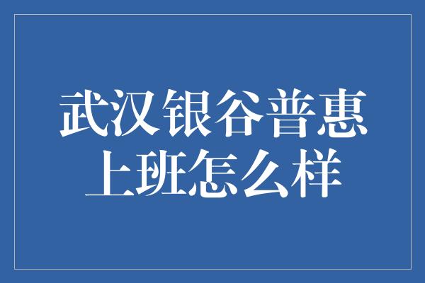 武汉银谷普惠上班怎么样