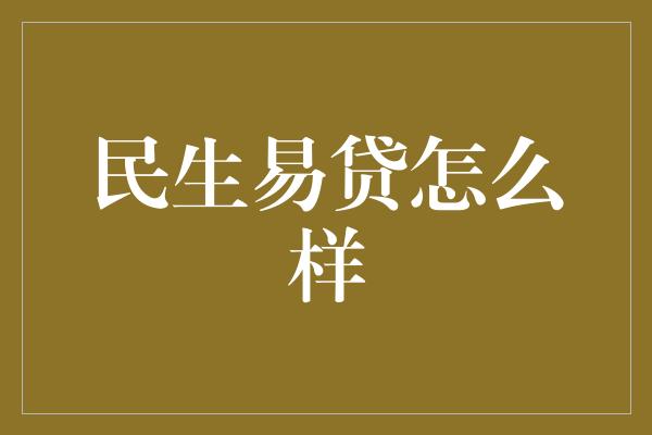 民生易贷怎么样