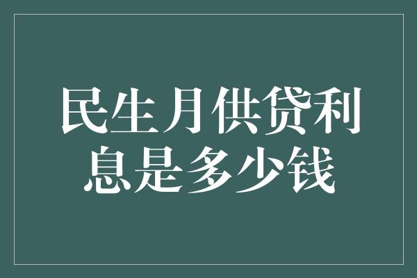 民生月供贷利息是多少钱