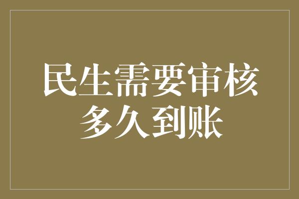 民生需要审核多久到账