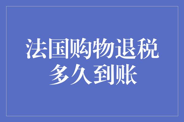 法国购物退税多久到账