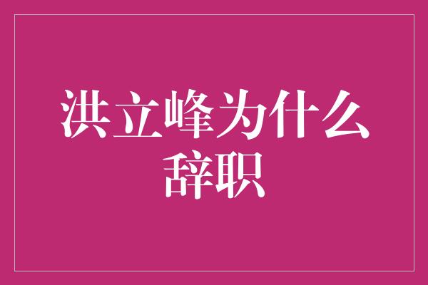 洪立峰为什么辞职