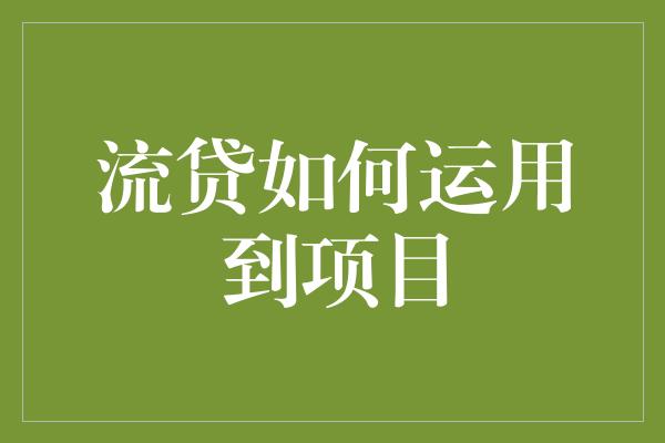 流贷如何运用到项目