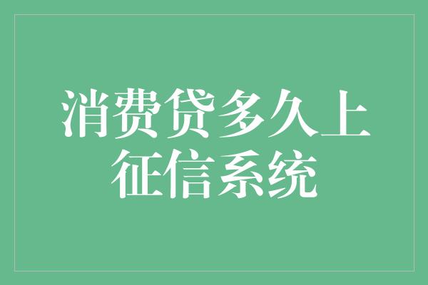 消费贷多久上征信系统