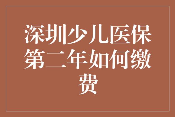 深圳少儿医保第二年如何缴费