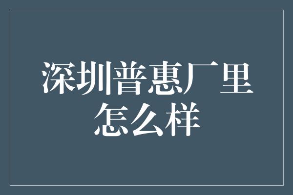 深圳普惠厂里怎么样