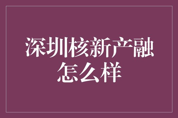 深圳核新产融怎么样