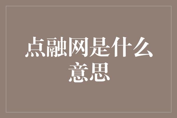 点融网是什么意思