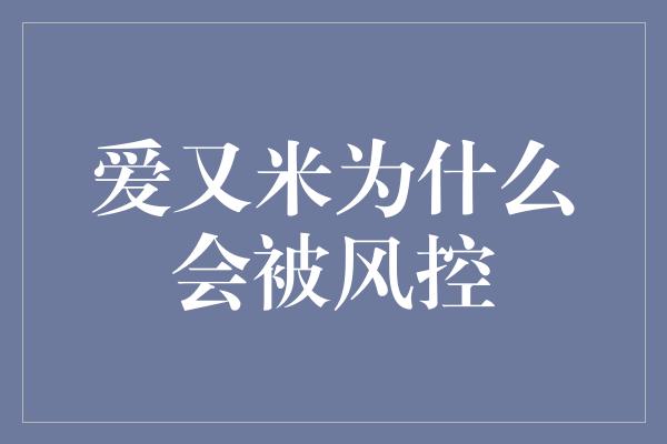 爱又米为什么会被风控