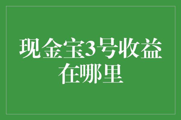 现金宝3号收益在哪里