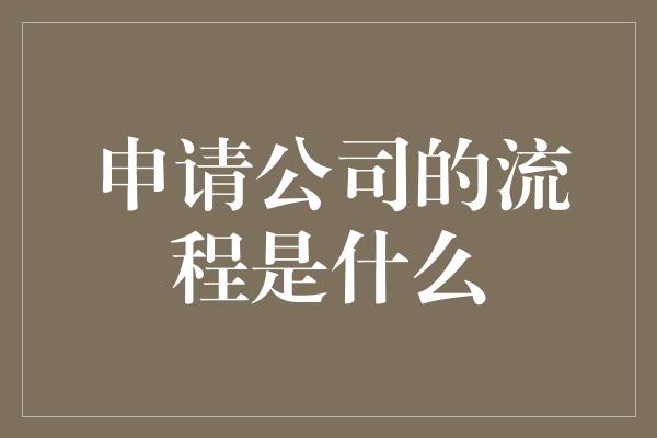 申请公司的流程是什么