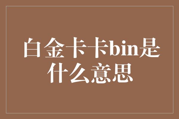 白金卡卡bin是什么意思