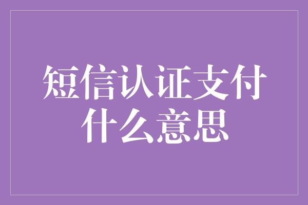 短信认证支付什么意思