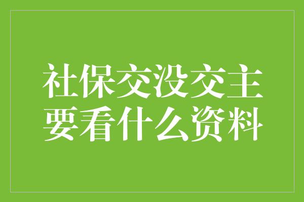 社保交没交主要看什么资料