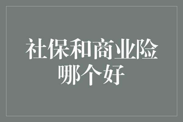 社保和商业险哪个好