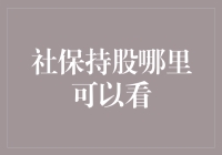 新手的疑问：社保持股究竟在哪里查看？