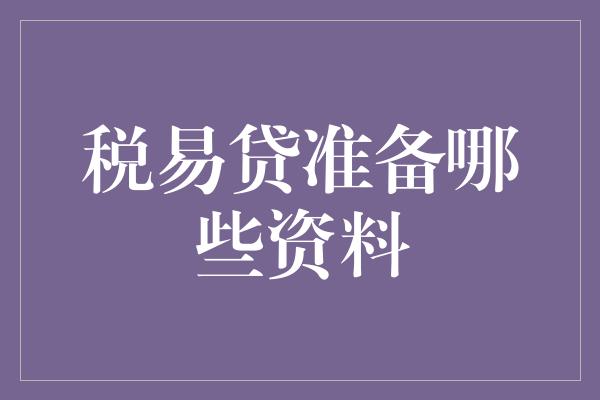 税易贷准备哪些资料