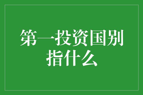 第一投资国别指什么