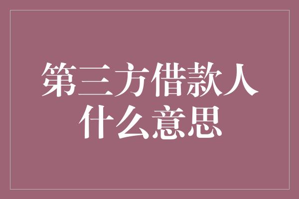 第三方借款人什么意思