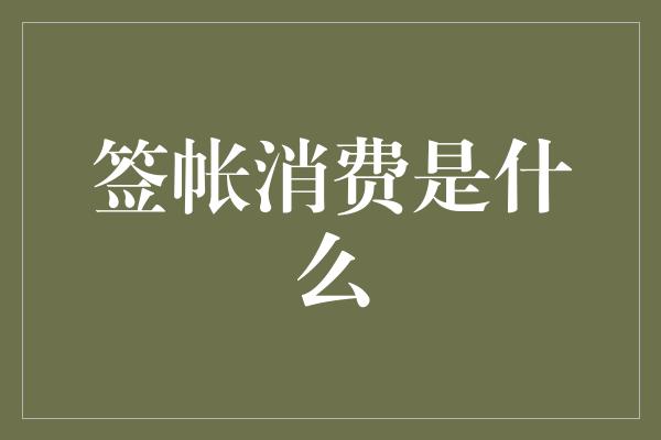 签帐消费是什么