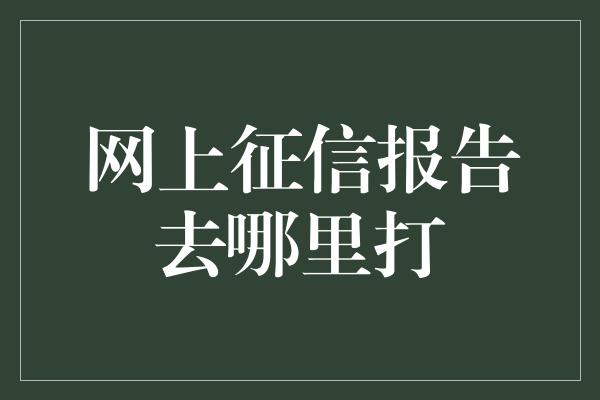 网上征信报告去哪里打