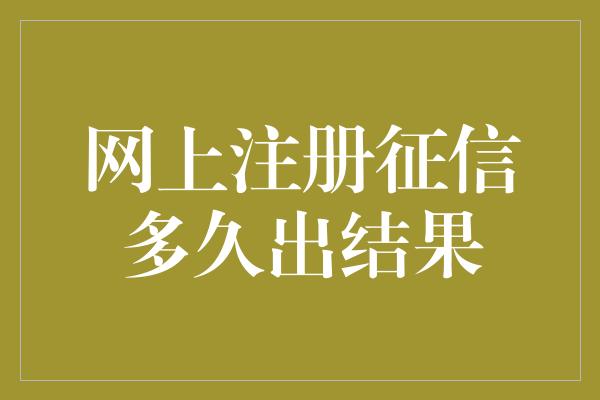 网上注册征信多久出结果