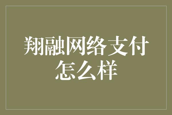 翔融网络支付怎么样