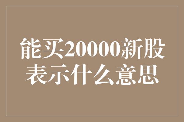 能买20000新股表示什么意思